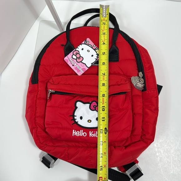 Hello Kitty Quilted Red Mini Backpack Embroidered Bag Zipper Charm Y2K - Picture 14 of 16